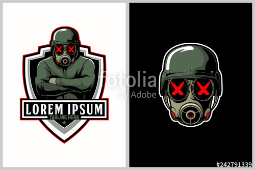 500x334 Soldiers With Gas Mask Cartoon Vector For E Sport Logo Template