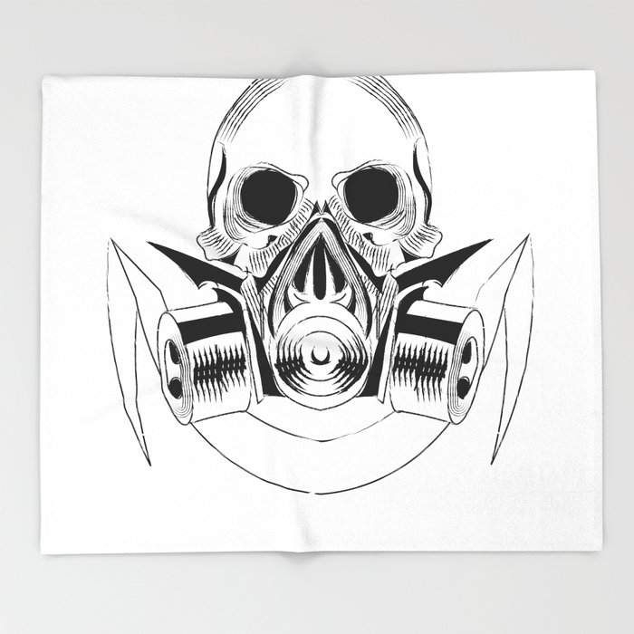 700x700 Skull Wearing A Gas Mask Vector With Signature Throw Blanket