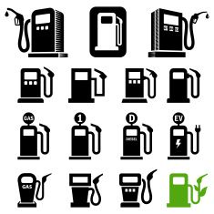 235x235 Gas Station Fuel Pump Black And White Vector Icon Set Vector Art