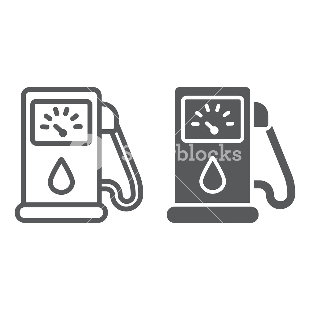 1000x1000 Petrol Line And Glyph Icon, Fuel And Gasoline, Gas Pump Sign