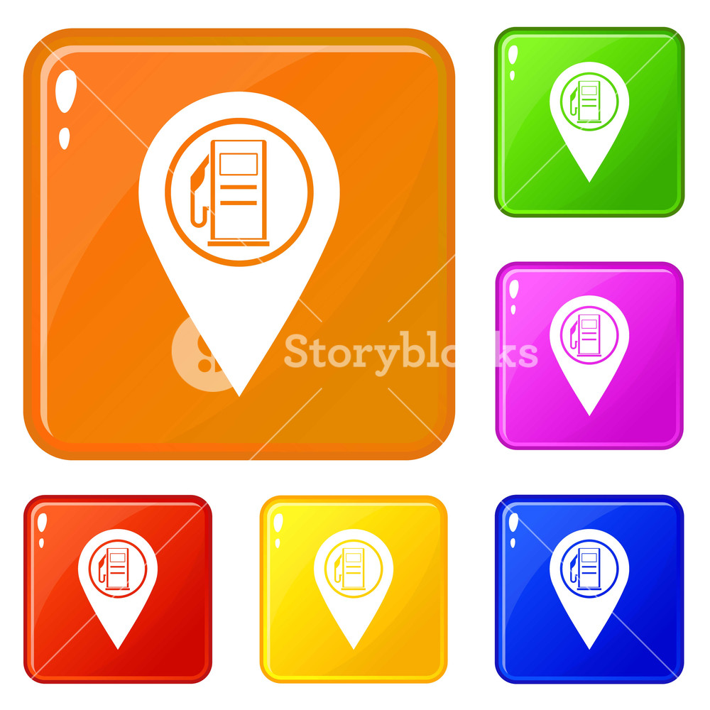 Map Pointer With Gas Station Symbol Icons Set Collection Vector 1000x1000 Map Pointer With Gas Station Symbol Icons Set Collection Vector