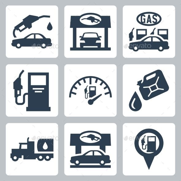 Vector Gas Station Icons Set 590x590 Vector Gas Station Icons Set