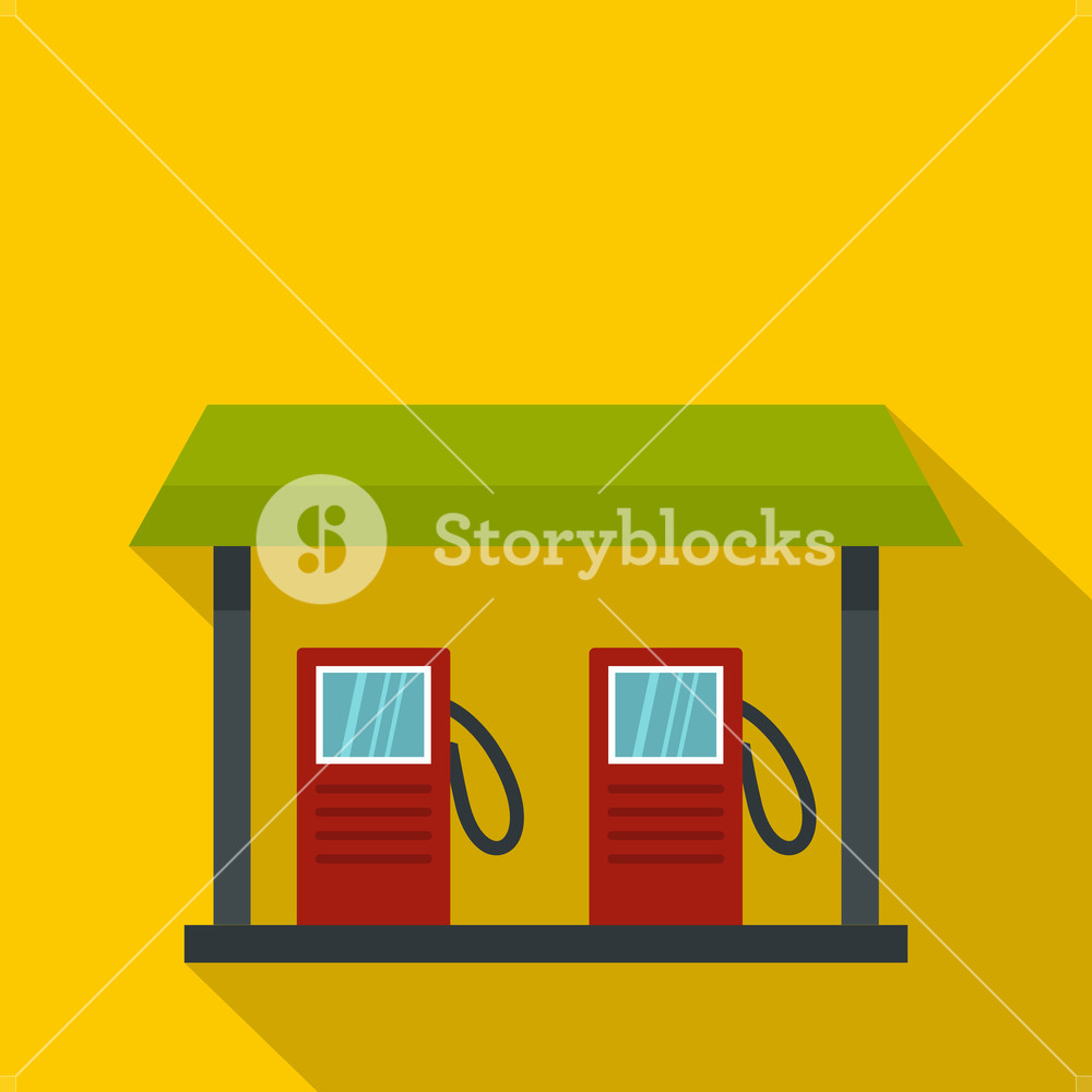 1000x1000 Gas Station Icon Flat Illustration Of Gas Station Vector Icon