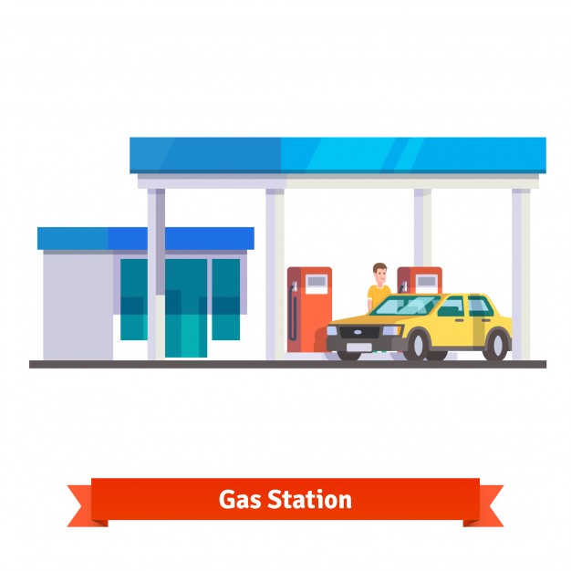 626x626 Gas Station With Man Fuelling Car Vector Free Download