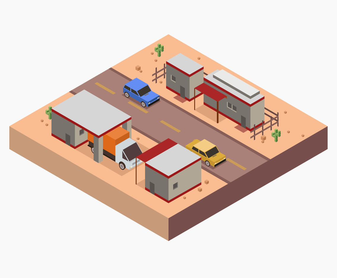 1136x936 Isometric Gas Station Vector Vector Art Graphics