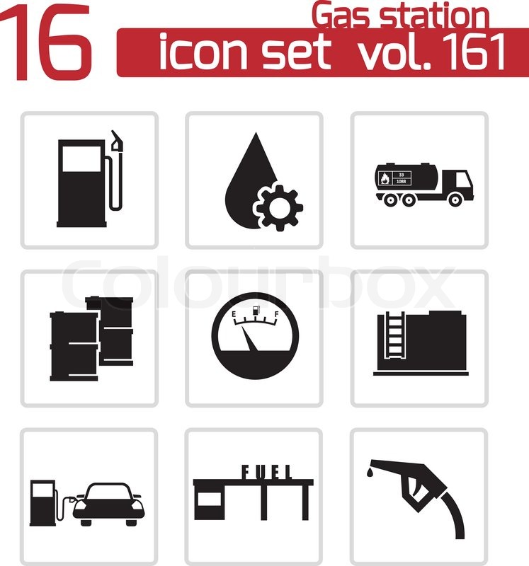747x800 Vector Black Gas Station Icons Set Stock Vector Colourbox