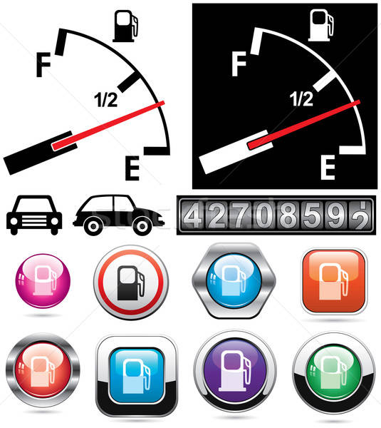 Vector Illustration Of Gas Gauge And Icons Of Petrol Station 535x600 Vector Illustration Of Gas Gauge And Icons Of Petrol Station