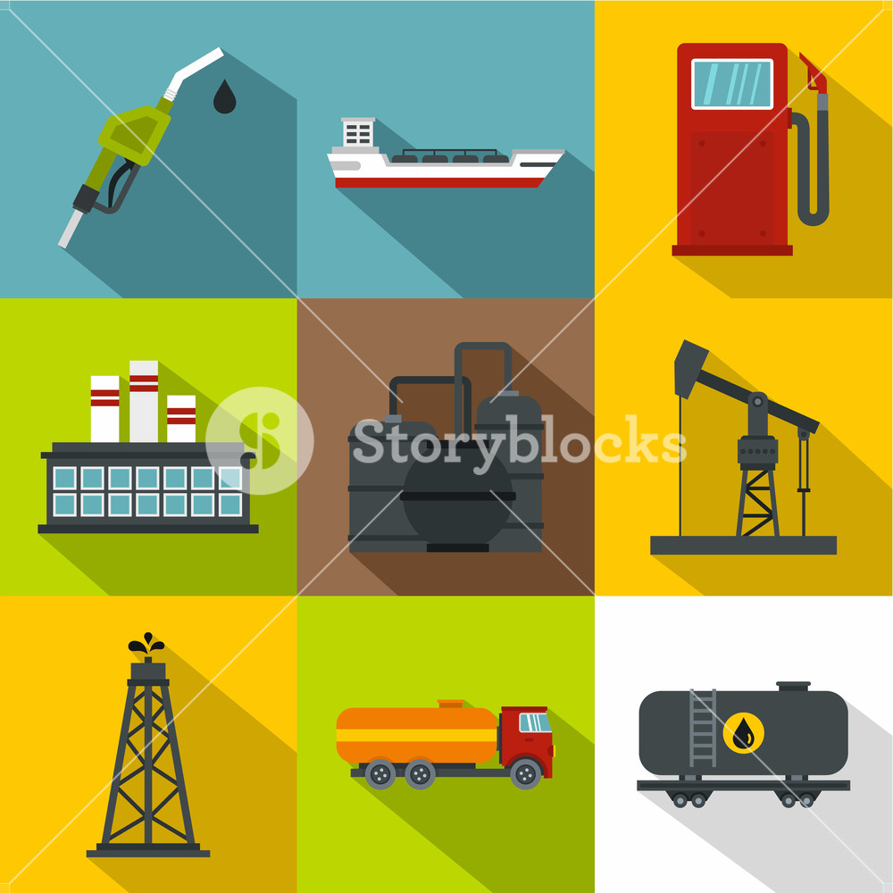 1000x1000 Gasoline Icons Set Flat Illustration Of Gasoline Vector Icons