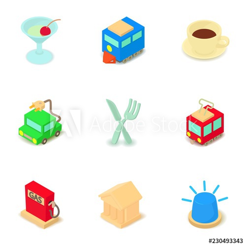 500x500 Gasoline Icons Set Isometric Set Of Gasoline Vector Icons