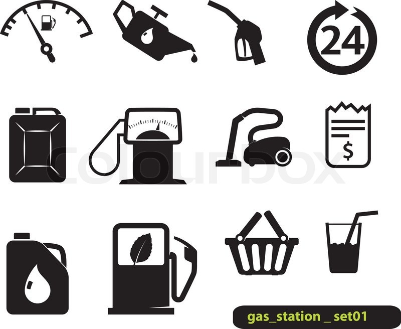 800x656 Gasoline Station Icons Stock Vector Colourbox