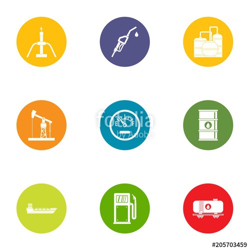 500x500 Motor Gasoline Icons Set Flat Set Of Motor Gasoline Vector