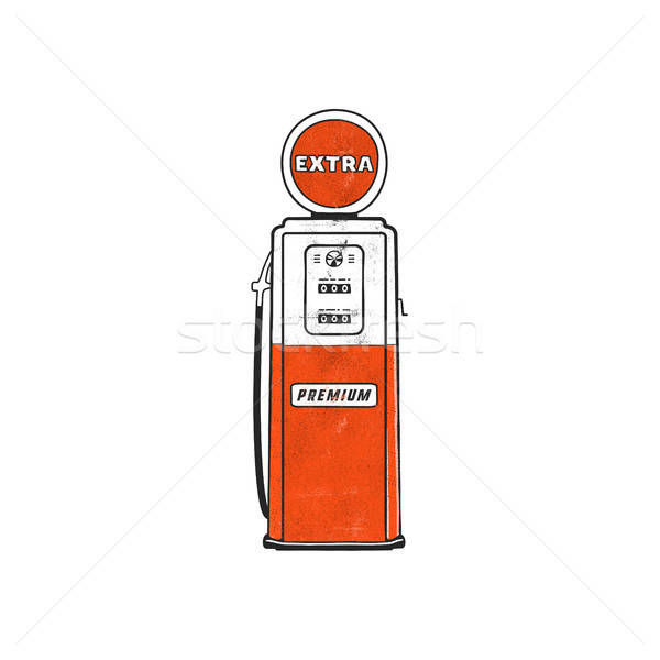 600x600 Retro Style Gas Station Pump Artwork Vintage Hand Drawn Design
