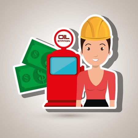 450x450 Woman Dispenser Gasoline Vector Illustration Graphic Royalty Free