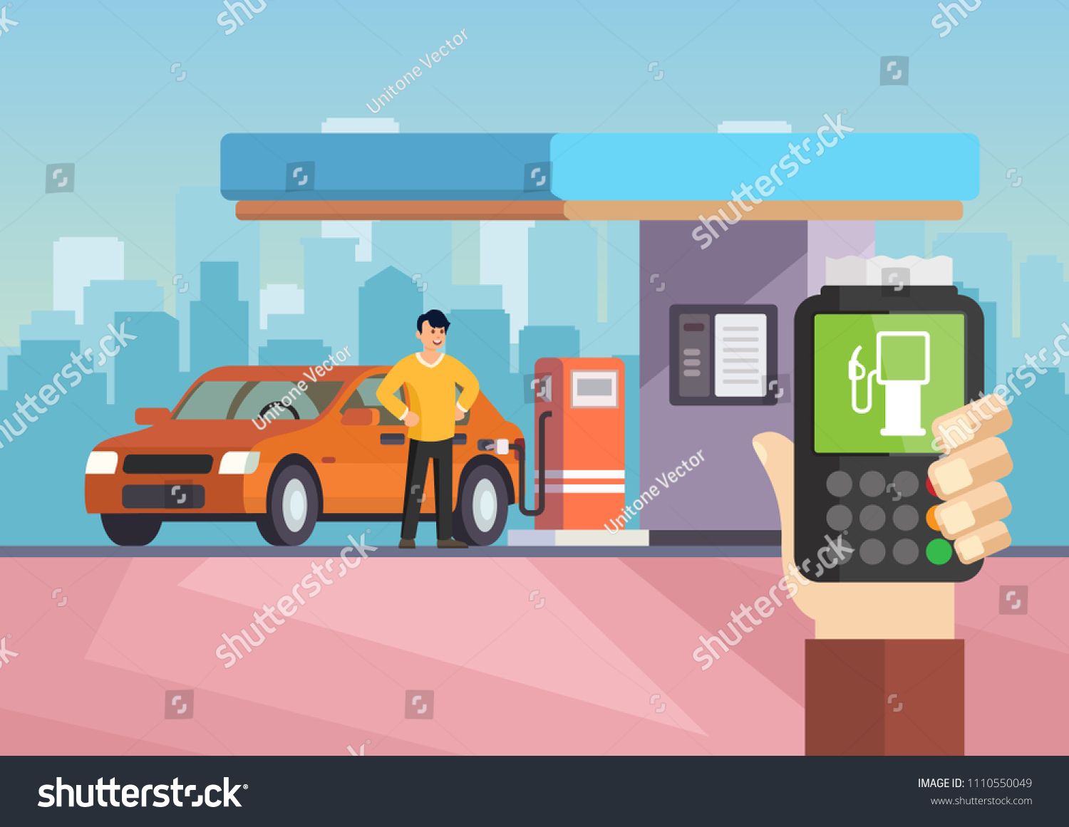 1500x1161 Cartoon Flat Gas Station Purchase Of Gasoline Vector
