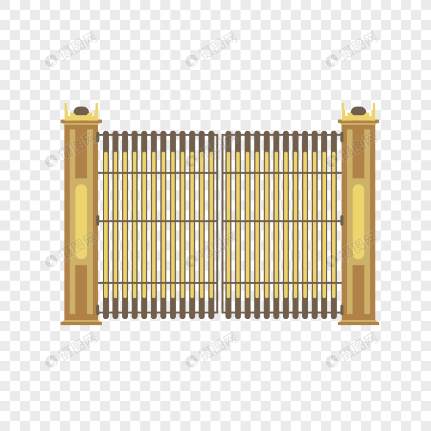 860x860 Yellow Iron Fence Gate Vector Png Image Picture Free Download