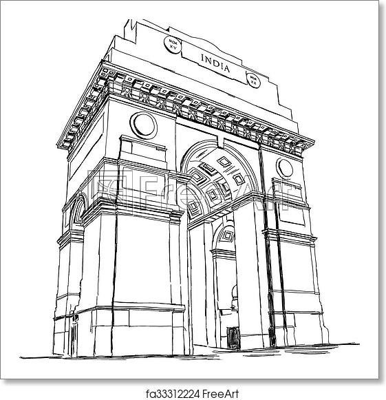 561x581 Free Art Print Of India Gate Vector Illustration India Gate