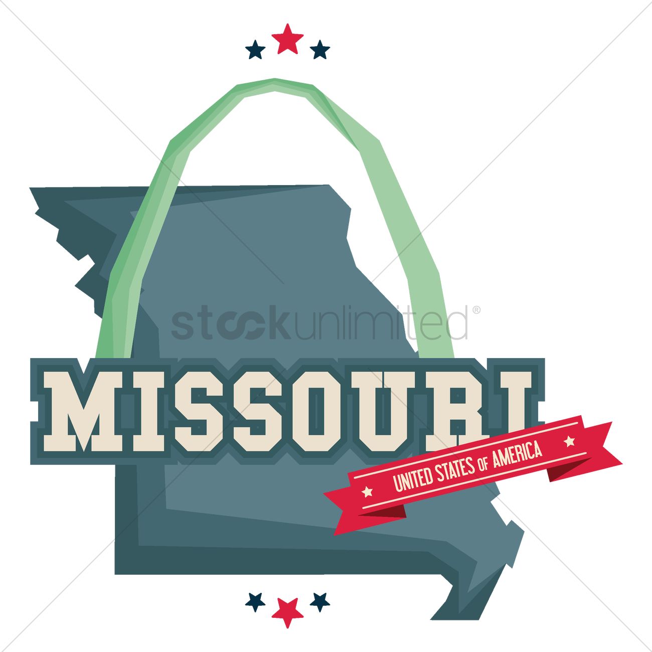 Missouri Map With St Louis Gateway Arch Vector Image 1300x1300 Missouri Map With St Louis Gateway Arch Vector Image