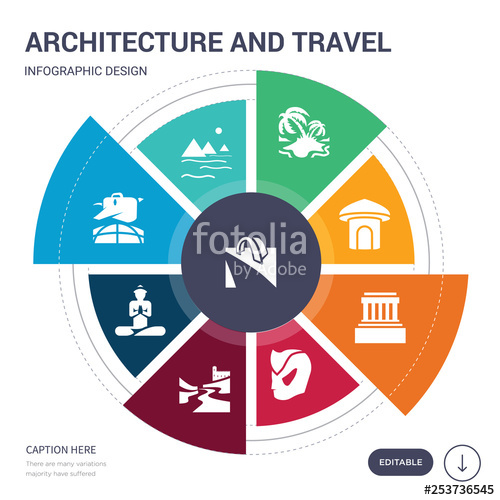 Set Of Simple Architecture And Travel Vector Icons Contains 500x500 Set Of Simple Architecture And Travel Vector Icons Contains