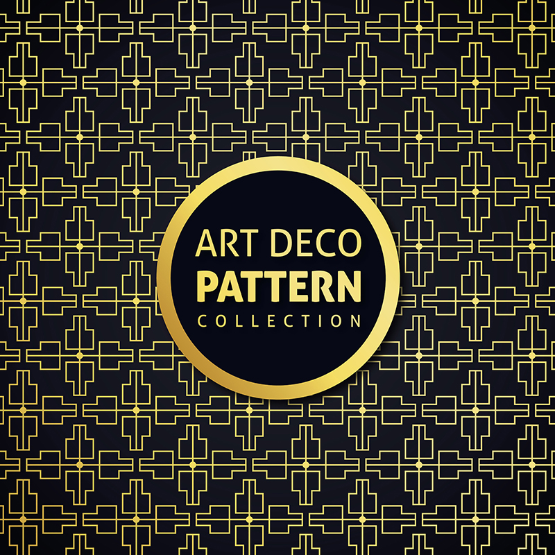 800x800 Stylish Art Deco Style Scales Ornament In Gold Seamless Vector