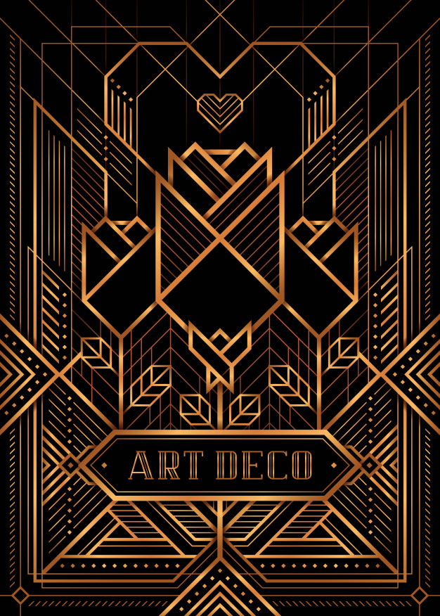The Great Gatsby Deco Style Vector, Golden Roses And Heart Vector 626x876 The Great Gatsby Deco Style Vector, Golden Roses And Heart Vector
