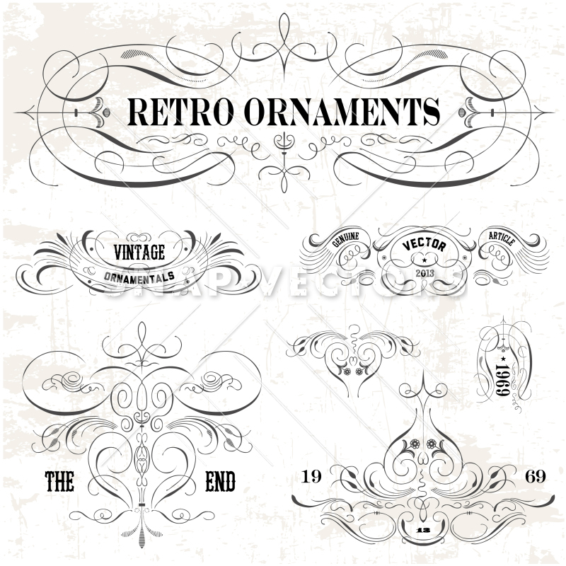Vector Vintage Ornament Set 800x800 Vector Vintage Ornament Set