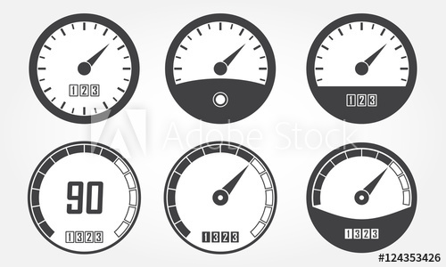 500x300 Speedometer Or Gauge Icons Set Infographic And Car Instrument