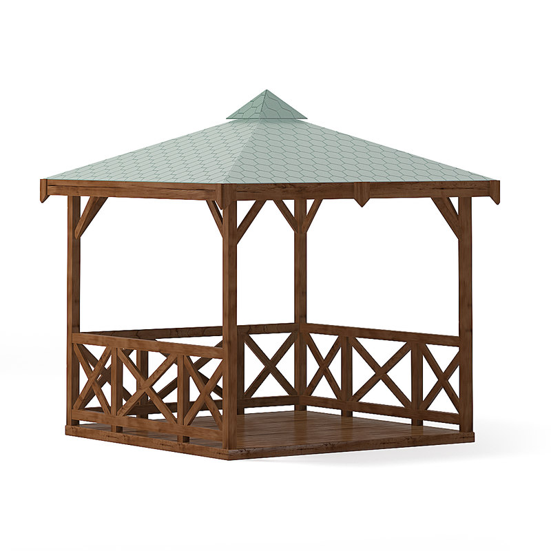 800x800 Wooden Garden Gazebo Model