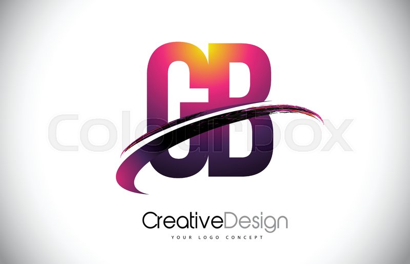 800x515 Gb G B Purple Letter Logo With Swoosh Stock Vector Colourbox