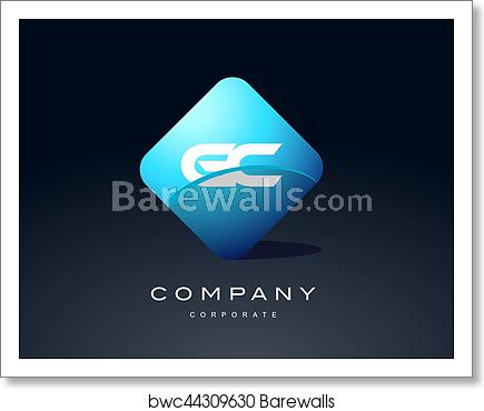 435x370 Gc Alphabet Blue Hexagon Letter Logo Vector Icon Design, Art Print