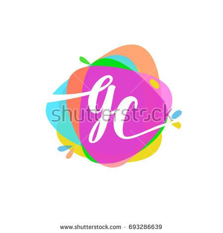 450x470 Letter Gc Logo With Colorful Splash Background, Letter Combination