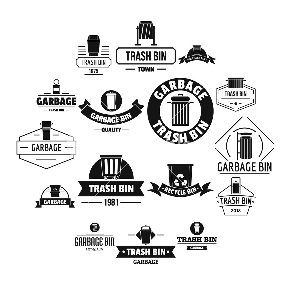 1000x1000 Trash Bin Logo Icons Set Simple Illustration Of Trash Bin Logo