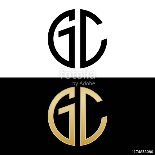 500x500 Gc Initial Logo Circle Shape Vector Black And Gold Stock Image