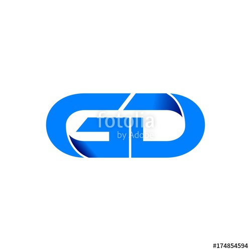 500x500 Gd Logo Initial Logo Vector Modern Blue Fold Style Stock Image