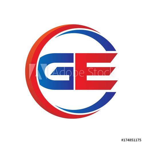500x500 Ge Logo Vector Modern Initial Swoosh Circle Blue And Red