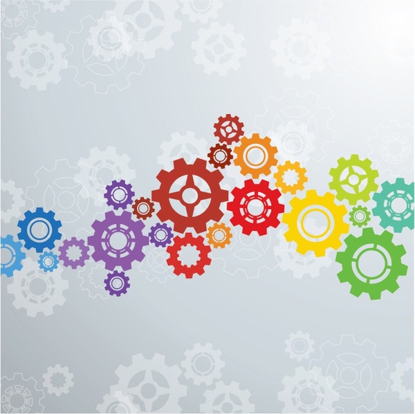 600x599 Colorful Gears Background Free Vector In Adobe Illustrator
