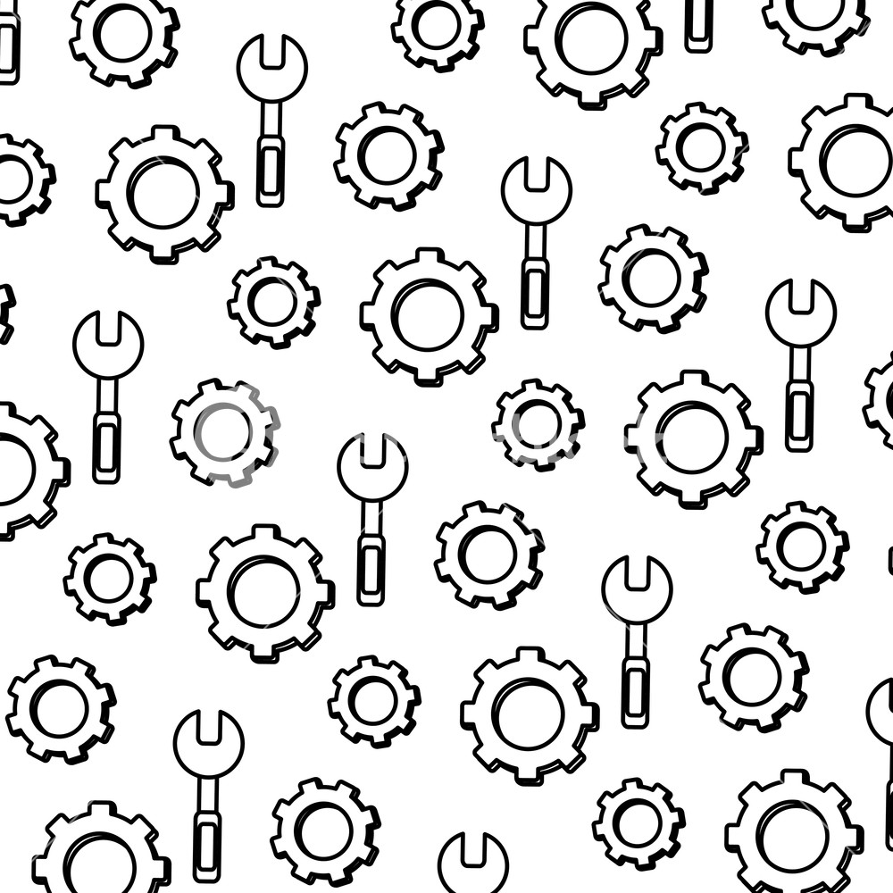 1000x1000 Line Wrench Equipment And Industry Gear Background Vector