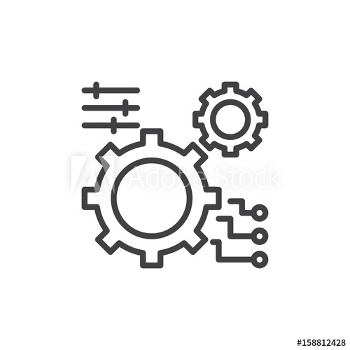 500x500 Gear, Settings Line Icon, Outline Vector Sign, Linear Style