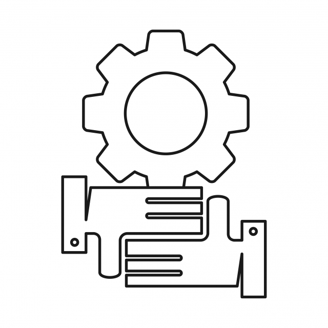 640x640 Gear Machine Hand Commitment Teamwork Together Outline Logo
