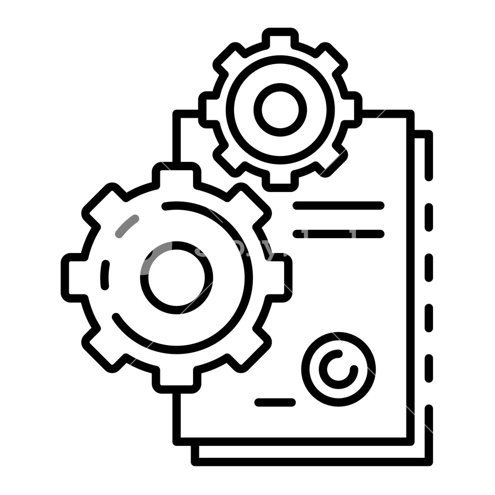 1000x1000 Cog Gear Paper Icon Outline Cog Gear Paper Vector Icon For Web