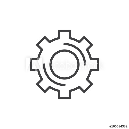 500x500 Cogwheel, Gear Line Icon, Outline Vector Sign, Linear Style