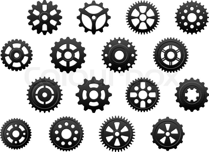 800x582 Gears And Pinions Silhouettes Set For Stock Vector Colourbox