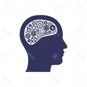 300x300 Photostock Vector Silhouette Of Head With Gear In The Brain Vector
