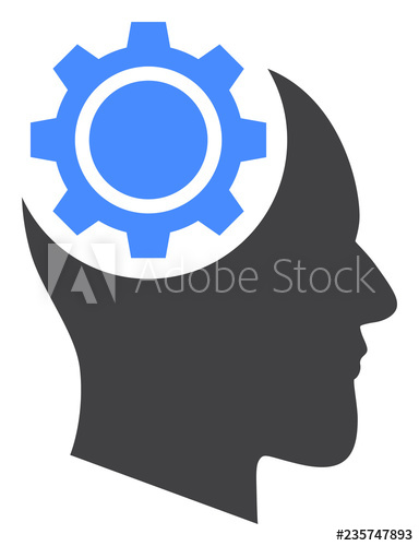 384x500 Human Intellect Gear Vector Icon Symbol Flat Pictogram Is