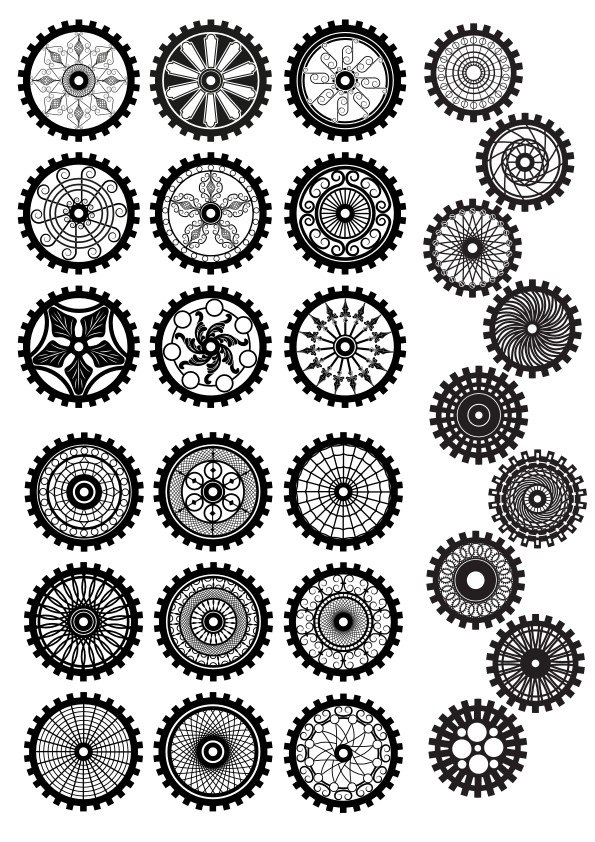 595x842 Steampunk Gear Vector Set Free Vector Cdr Free Download