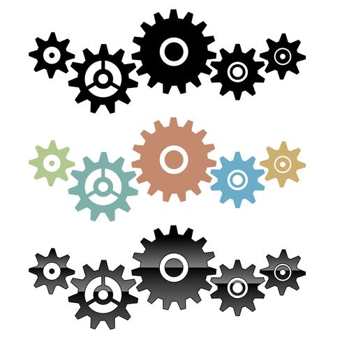 490x490 Group Of Connected Gears Vector Isolated Illustration