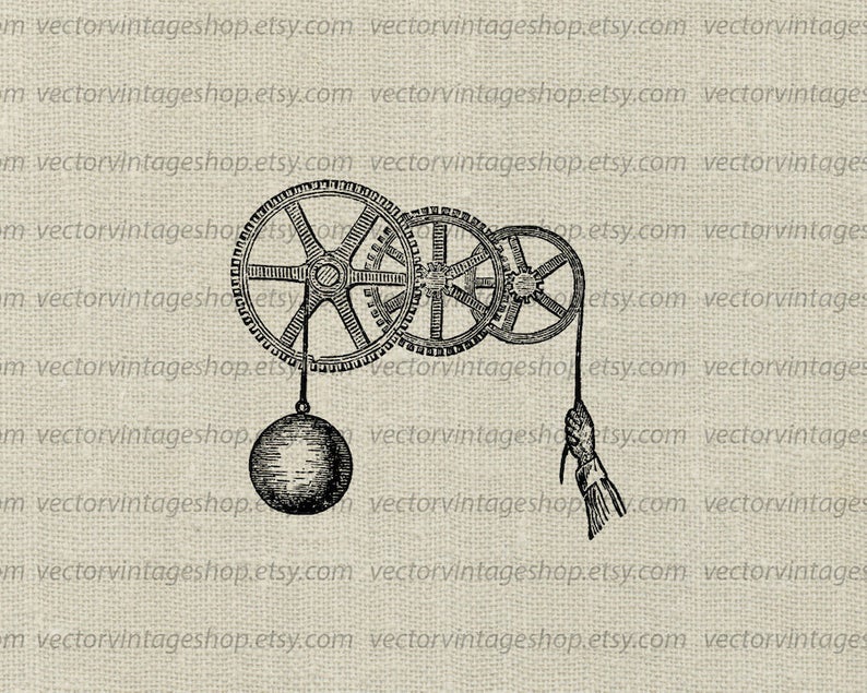 794x635 Pulley Gear Vector Graphic Instant Download Clipart Steampunk Etsy