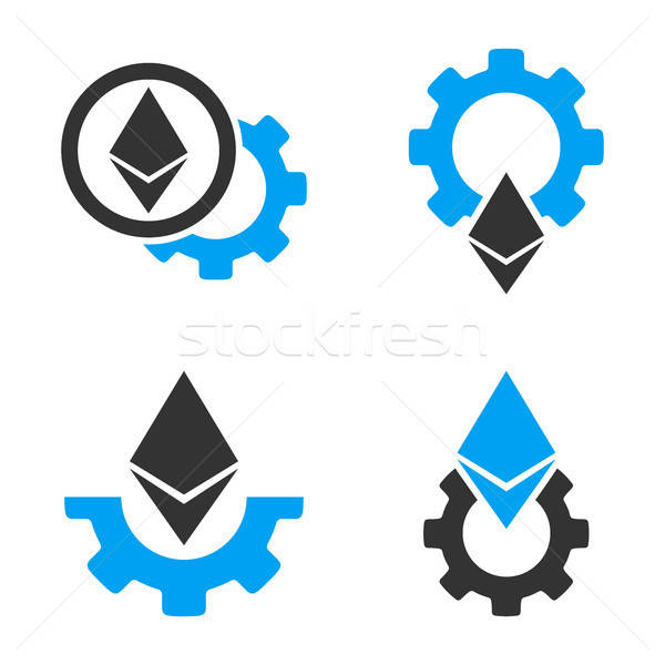 600x600 Ethereum Settings Gear Vector Icon Set Vector Illustration
