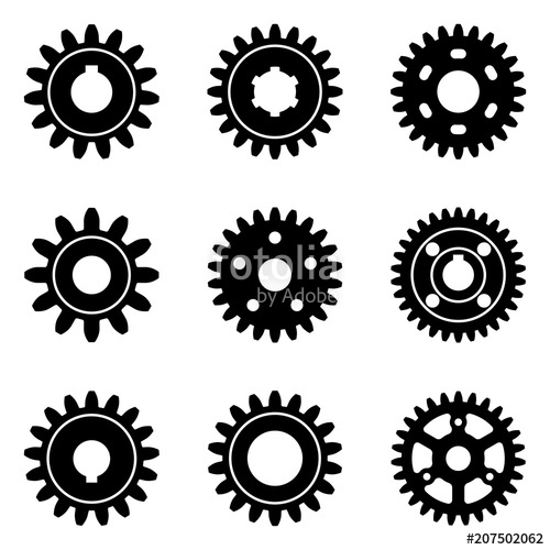 Set Of Gear Wheel Icons Silhouette Vector Stock Image 500x500 Set Of Gear Wheel Icons Silhouette Vector Stock Image