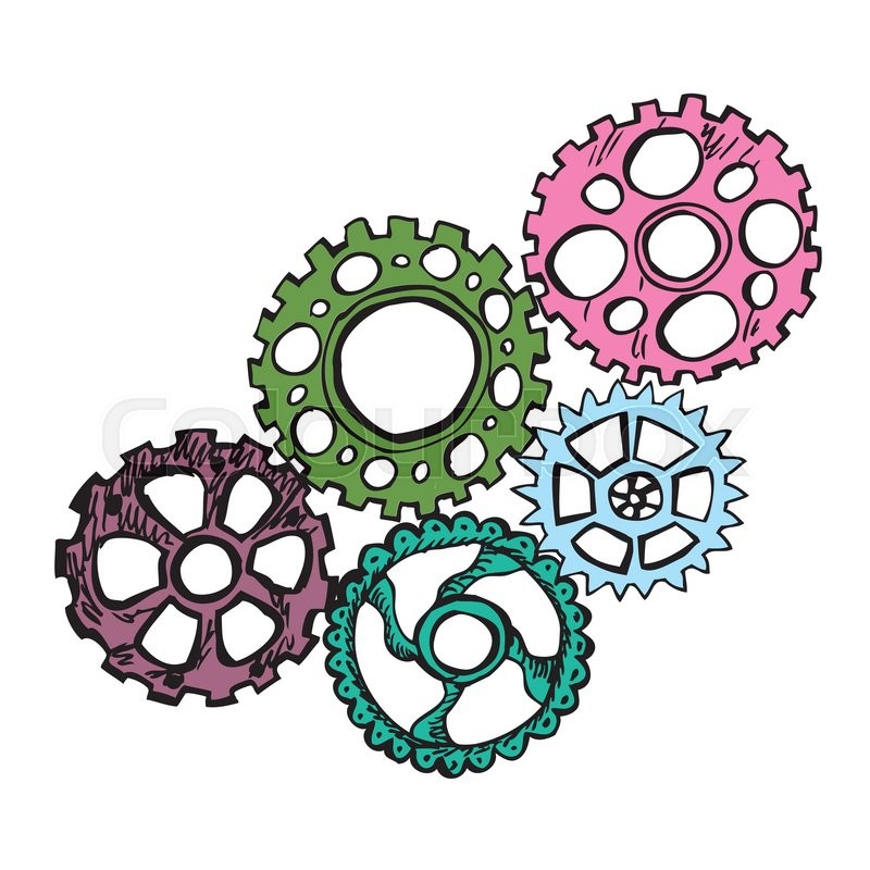 Vector Cartoon Gear Wheels Hand Drawn Stock Vector Colourbox 800x800 Vector Cartoon Gear Wheels Hand Drawn Stock Vector Colourbox