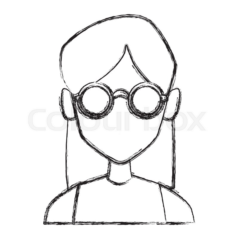 800x800 Geek Girl With Round Frame Glasses Stock Vector Colourbox